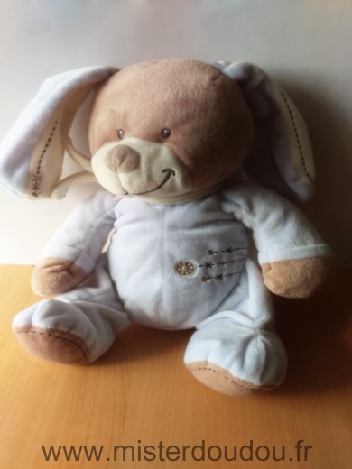 Nicotoy Lapin Bleu beige echarpe ecru - Très bon état