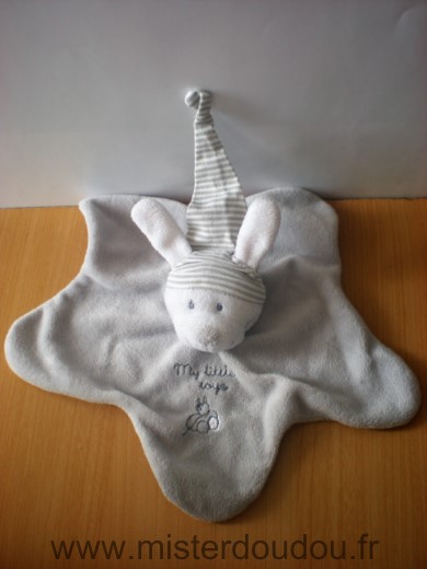 Lapin Gris blanc bonnet raye my little toys Nicotoy