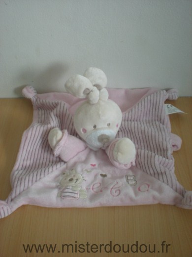 Lapin Rose brodé un petit lapin et a b c Nicotoy