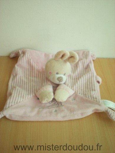 Lapin Rose raye beige motifs lapin qui regarde les etoiles Nicotoy