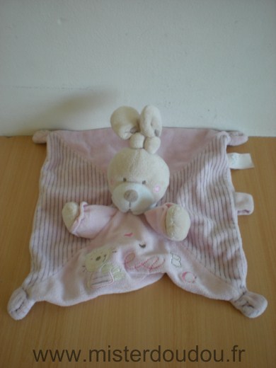 Lapin Rose raye motif lapin a b c Nicotoy