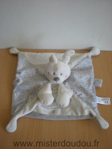 Lapin Simba nicotoy blanc gris etoiles dorees motif lapin Nicotoy