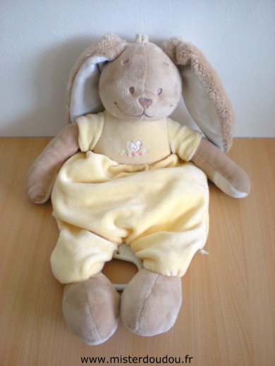 Lapin Jaune avec un petit poussin brodé Noukie s