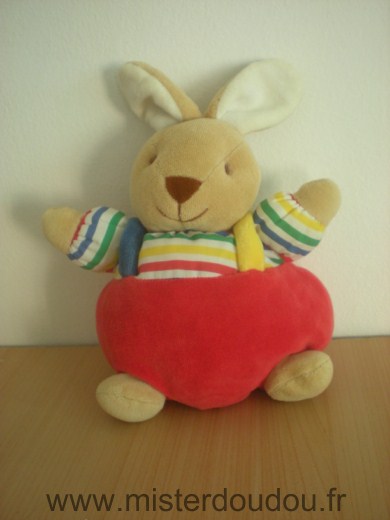 Noukie s Lapin Rouge raye bleu vert jaune - Très bon état