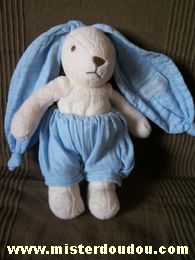 Nounours Lapin Blanc oreilles bleues short bleu - Très bon état