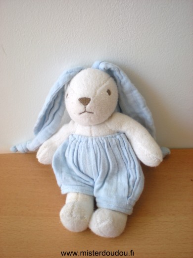 Lapin Blanc tissus eponge lange bleu Nounours
