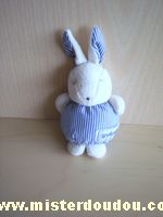 Nounours Lapin Bleu rayé blanc - Très bon état