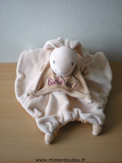 Nounours Lapin Doudou reversible :lapin dessus ours dessous beige marron - Très bon état