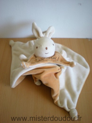 Nounours Lapin Doudou reversible lapin ou ours dessous beige mrron cache toi - Très bon état