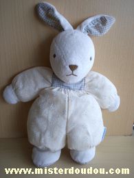 Lapin Ecru fleurs bleues et oreilles bleues vichy Nounours