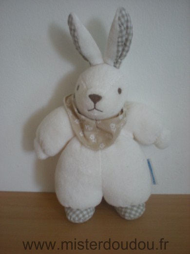 Nounours Lapin Ecru foulard beige à fleurs - Très bon état
