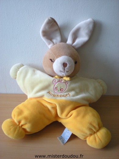 Lapin Jaune avec tête de petite fille brodé , nounours Nounours
