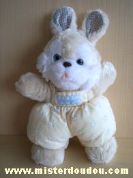 Lapin Jaune beige blanc yeux bleus Nounours