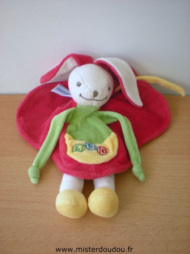 Nounours Lapin Leo rouge vert jaune - Très bon état
