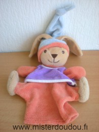 Nounours Lapin Orange gilet violet bonnet bleu - Très bon état