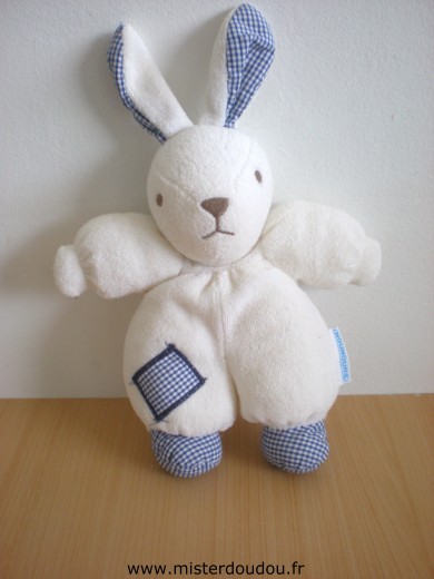 Lapin Tissus eponge blanc et tissus vicy bleu Nounours
