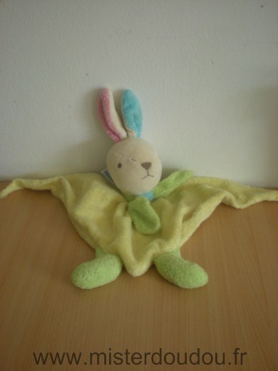 Nounours Lapin Triange jaune vert bleu - Bon état