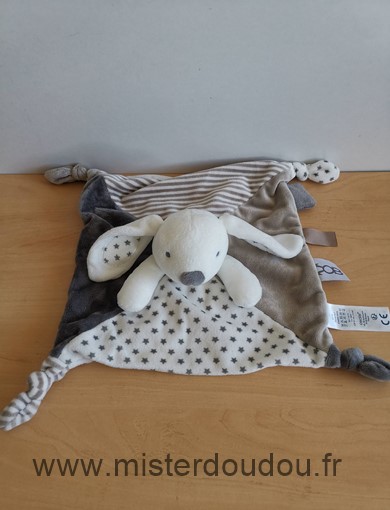Obaibi okaidi Lapin Blanc gris beige etoiles - Très bon état