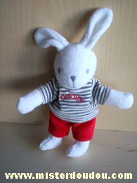 Obaibi okaidi Lapin Blanc short rouge tshirt rayé vert - Neuf