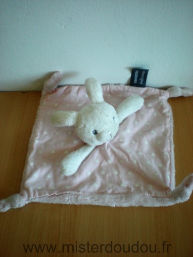 Orchestra Lapin Premaman tissus rose etoiles blanches velours rose dessous - Très bon état