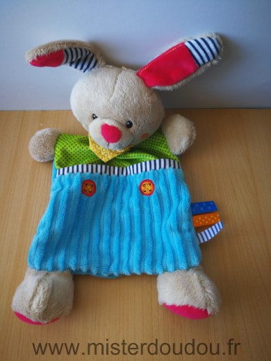 Ouatoo Lapin Bleu vert rouge foulard jaune - Très bon état