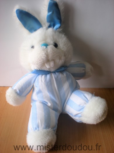 Pampers Lapin Bleu blanc rauyres tete en peluche - Très bon état