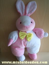Petipouce Lapin Rose blanc noeud jaune - Très bon état