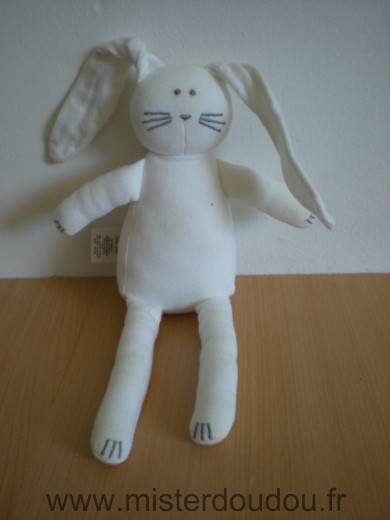 Petit bateau Lapin Blanc moustaches grises - Très bon état