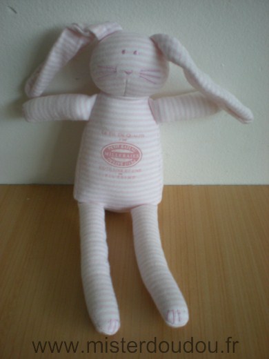 Petit bateau Lapin Raye rose blanc milleraies - Très bon état
