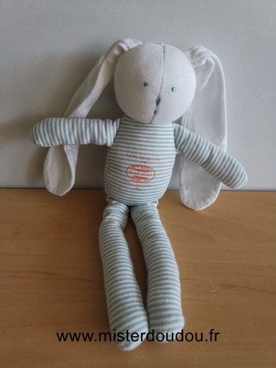 Petit bateau Lapin Raye vert blanc - Très bon état
