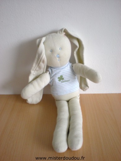 Petit bateau Lapin Vert clair tshirt rayé blanc bleu - Bon état
