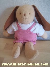 Lapin Beige tshirt blanc salopette rose Petit descamps