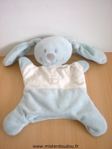 Pommette Lapin Bleu écru brodé a b c - Très bon état