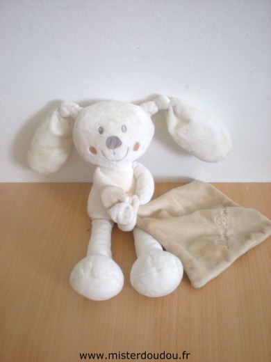 Pommette Lapin Ecru mouchoir marron 'mon doudou' - Très bon état