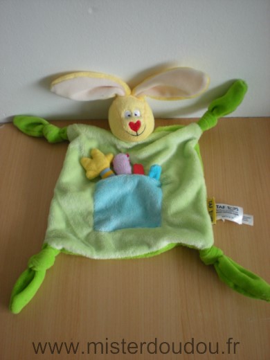 Taf toys Lapin Vert jaune bleu - Très bon état