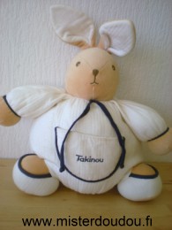 Takinou Lapin Blanc liseret bleu marine - Très bon état