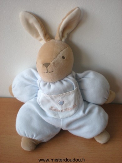 Lapin Bleu poche blanche tartine et chocolat avec un coeur Tartine et chocolat