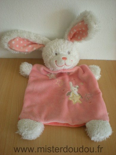Lapin Blanc rose motif lapin et etoiles, etoiles dans le rose des oreilles Tex