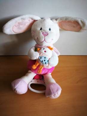 Tex Lapin Blanc rose vert tenant oiseau - Très bon état