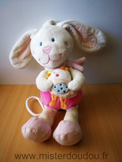 Tex Lapin Blanc rose vert tenant poule - Très bon état