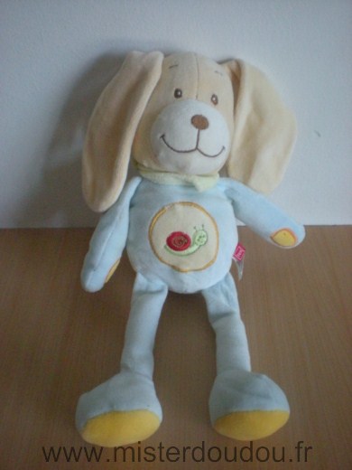 Lapin Lapin chien bleu foulard vert escargot brodé Tex
