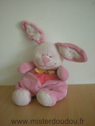 Lapin Rose coeur rouge echarpe orange Tex