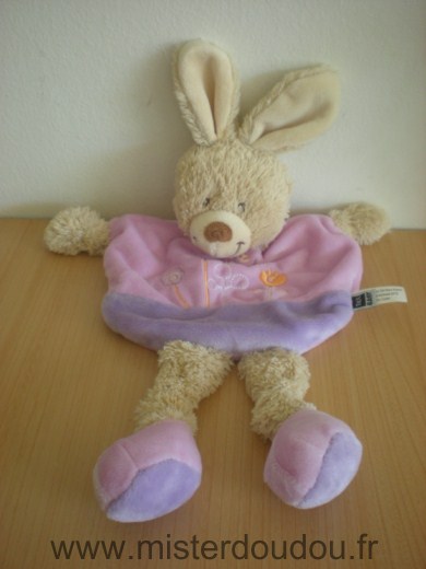 Lapin Rose mauve avec broderies fleurs papillons Tex