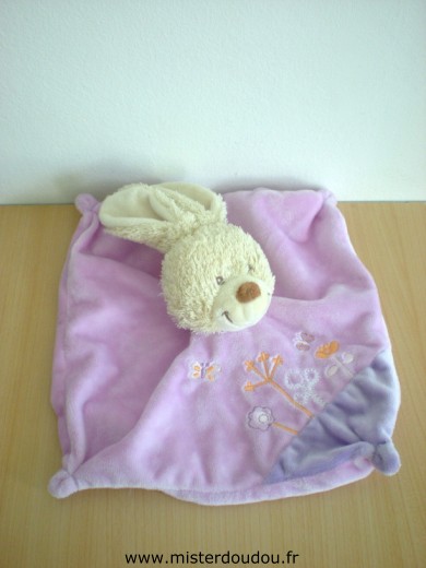 Lapin Rose mauve broderue arbre fleurs papillon Tex
