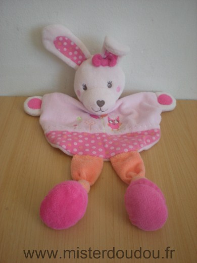 Lapin Rose orange oiseau brodé Tex