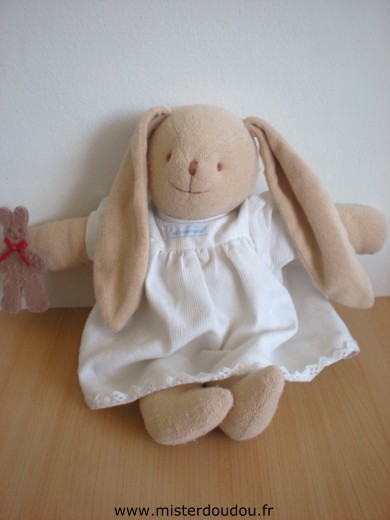 Trousselier Lapin Beige robe blanche - Bon état