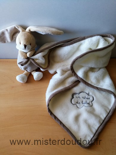Un rêve de bébé Lapin Beige blanc couverture polaire - Très bon état