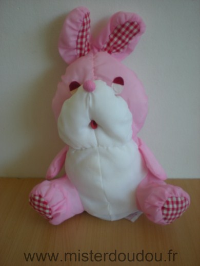 Marque Inconnue Lapin Rose blanc oreilles vichy rouge style puffalump - Très bon état