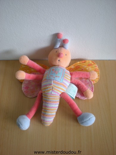 Moulin roty Libellule Zéphir et zoé - rayé rose orange - Très bon état