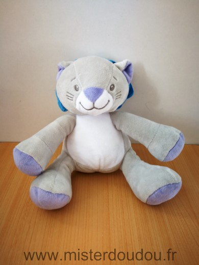 Luc et lea Lion Gris blanc bleu - Très bon état